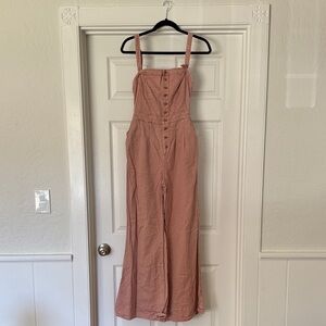 Anthropologie Pink Flare Jumpsuit